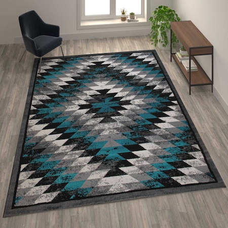 Flash Furniture Turquoise 8' x 10' Diamond Patterned Area Rug OKR-RG1106-810-TQ-GG